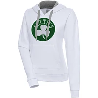 Women's Antigua  White Boston Celtics Victory Pullover Hoodie