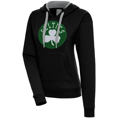 Women's Antigua  Black Boston Celtics Victory Pullover Hoodie