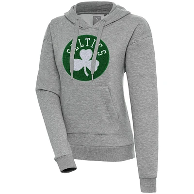 Women's Antigua  Heather Gray Boston Celtics Victory Pullover Hoodie