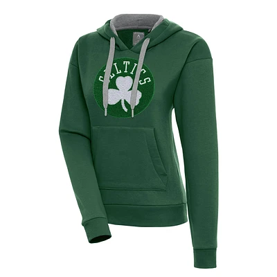 Women's Antigua  Hunter Green Boston Celtics Victory Pullover Hoodie