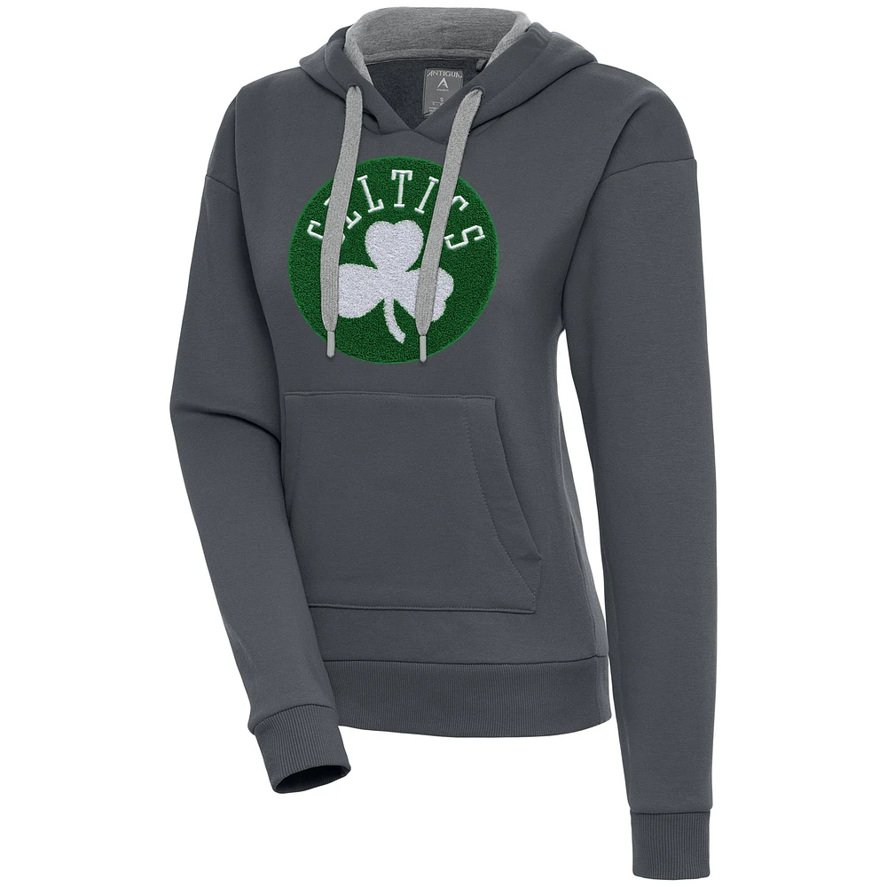 Women's Antigua Charcoal Boston Celtics Victory Pullover Hoodie