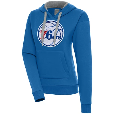 Women's Antigua  Blue Philadelphia 76ers Victory Pullover Hoodie