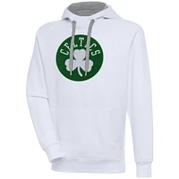 Men's Antigua  White Boston Celtics Victory Pullover Hoodie