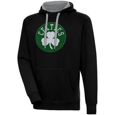 Men's Antigua  Black Boston Celtics Victory Pullover Hoodie