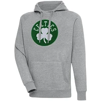 Men's Antigua  Heather Gray Boston Celtics Victory Pullover Hoodie