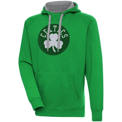 Men's Antigua  Kelly Green Boston Celtics Victory Pullover Hoodie