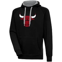 Men's Antigua  Black Chicago Bulls Victory Pullover Hoodie