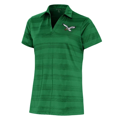 Women's Antigua Hunter Green Philadelphia Eagles Throwback Logo Compass Polo