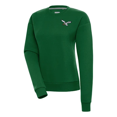 Women's Antigua Hunter Green Philadelphia Eagles Throwback Logo Victory Pullover Sweatshirt