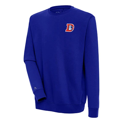Men's Antigua Royal Denver Broncos Throwback Logo Victory Pullover Sweatshirt