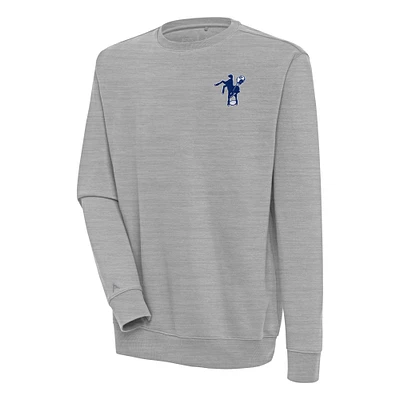 Men's Antigua Heather Gray Indianapolis Colts Throwback Logo Victory Pullover Sweatshirt
