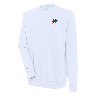 Men's Antigua Miami Dolphins Throwback Logo Victory Pullover Sweatshirt
