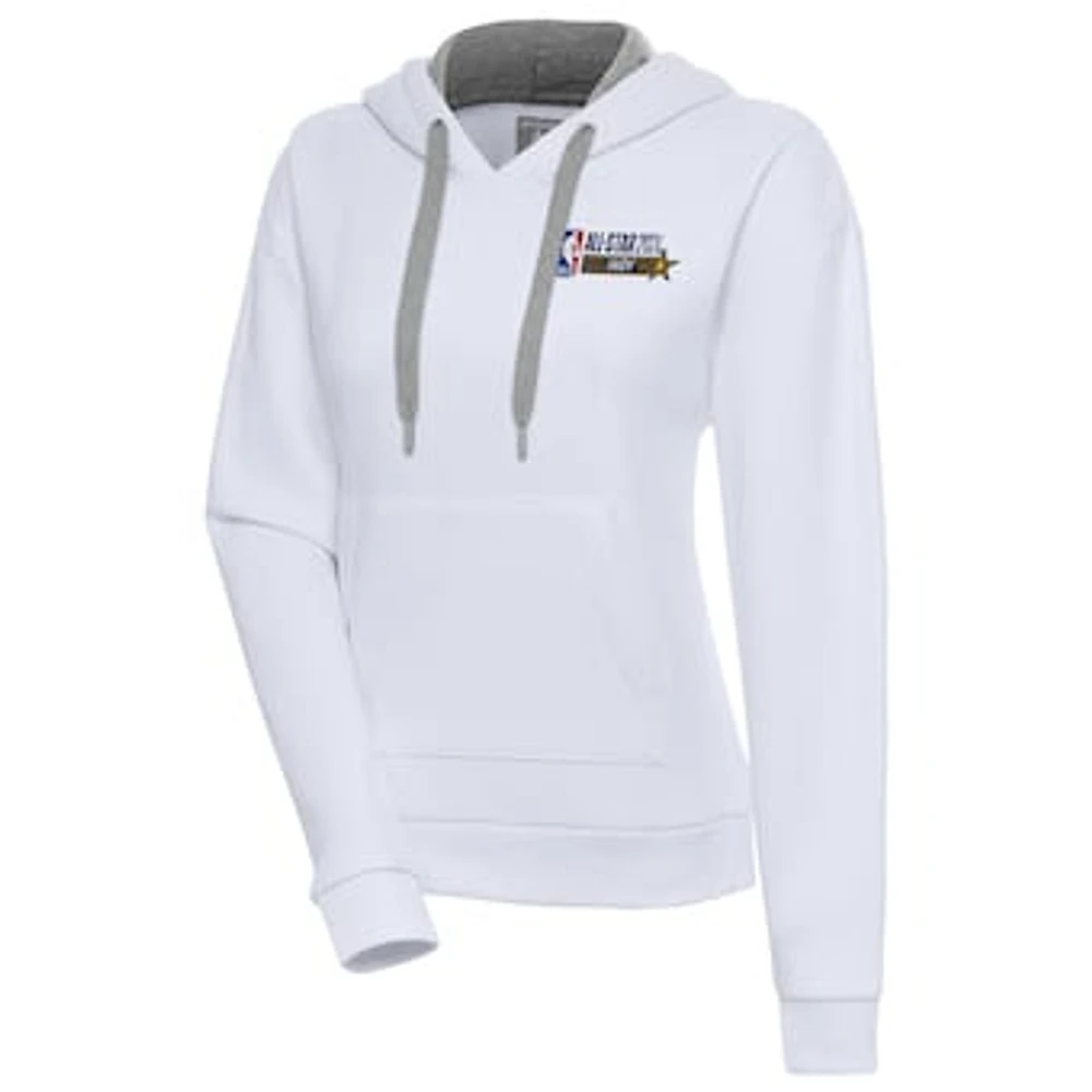 Women's Antigua  White 2024 NBA All-Star Game Victory Pullover Hoodie