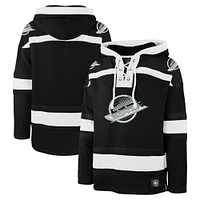 Men's '47 Black Vancouver Canucks Ice Lace-Up Pullover Hoodie