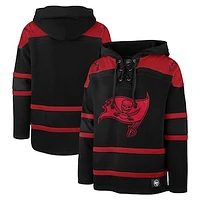 Men's '47 Black Tampa Bay Buccaneers Dark Pop Lace-Up Pullover Hoodie