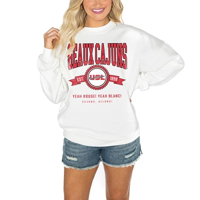 Women's Gameday Couture  White Louisiana Ragin' Cajuns Bayou Bash Pullover Sweatshirt