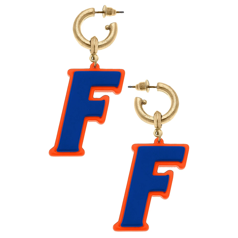 Women' CANVAS Style Florida Gators Resin Logo Drop Hoop Earrings