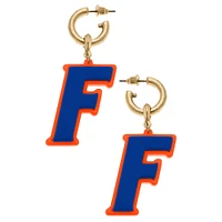 Women' CANVAS Style Florida Gators Resin Logo Drop Hoop Earrings