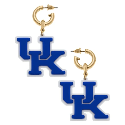 Women' CANVAS Style Kentucky Wildcats Resin Logo Drop Hoop Earrings