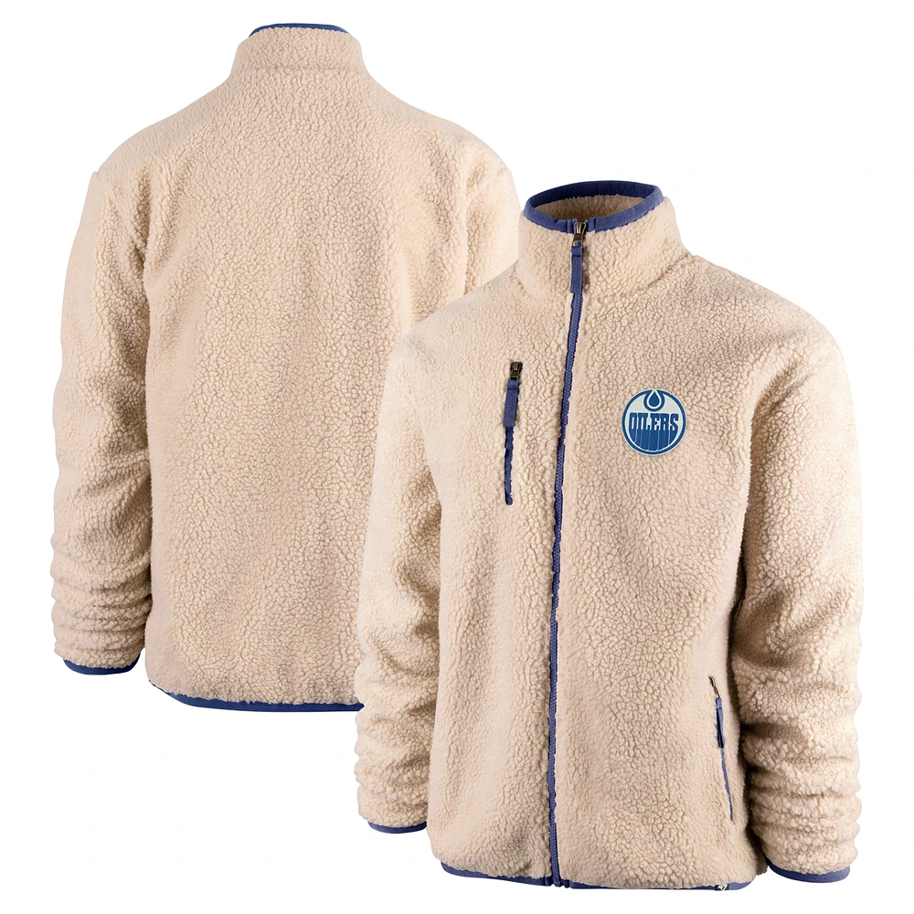 Men's '47 Oatmeal Edmonton Oilers Stowe Sherpa Full-Zip Jacket