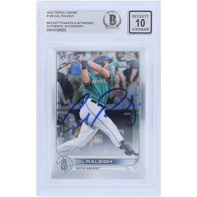 Cal Raleigh Seattle Mariners Autographed 2022 Topps Chrome #149 Beckett Fanatics Witnessed Authenticated 10 Rookie Card