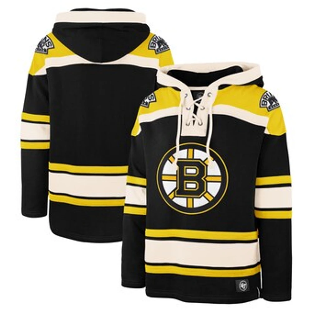 Men's '47 Black Boston Bruins Big & Tall Superior Lacer Pullover Hoodie