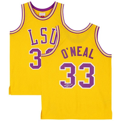 Shaquille O'Neal LSU Tigers Autographed Gold Mitchell & Ness 1990 Home Swingman Jersey