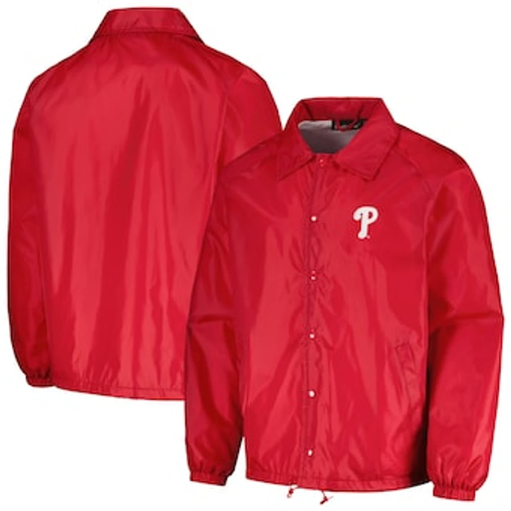 Men's Dunbrooke  Red Philadelphia Phillies Coach's Raglan Full-Snap Windbreaker Jacket