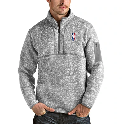 Men's Antigua  Heather Gray NBA Fortune Quarter-Zip Pullover Jacket