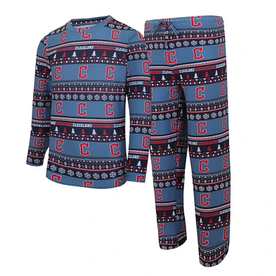 Men's Concepts Sport Navy Cleveland Guardians Knit Ugly Sweater Long Sleeve Top & Pants Set