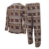 Men's Concepts Sport Brown San Diego Padres Knit Ugly Sweater Long Sleeve Top & Pants Set