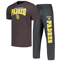 Men's Concepts Sport Charcoal/Brown San Diego Padres Meter T-Shirt & Pants Sleep Set