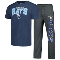 Men's Concepts Sport Charcoal/Navy Tampa Bay Rays Meter Top & Pants Sleep Set
