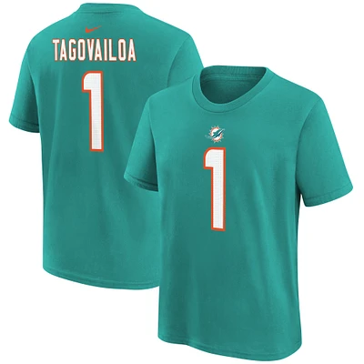 Youth Nike Tua Tagovailoa Aqua Miami Dolphins Player Name & Number T-Shirt