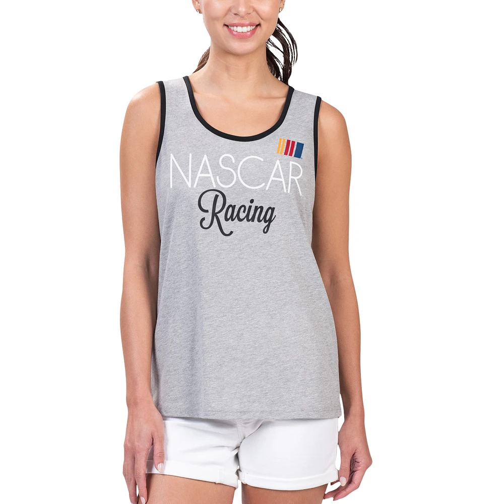 Women's G-III 4Her by Carl Banks Heather Gray NASCAR Fastest Lap Fashion Tank