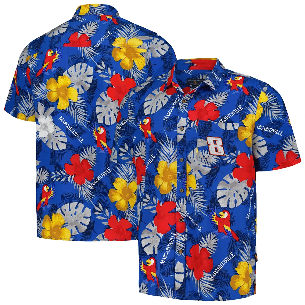 Men's Margaritaville Royal Kyle Busch Island Life Floral Party Full-Button Shirt