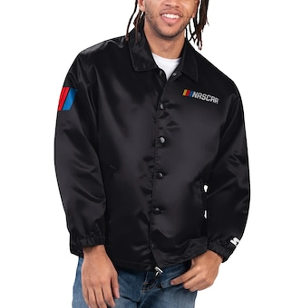 Men's Starter Black NASCAR Option Route Full-Snap Coaches Jacket