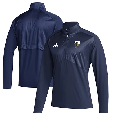 Men's adidas  Navy FIU Panthers Sideline Quarter-Zip Pullover Top