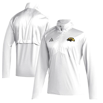 Men's adidas  White Southern Miss Golden Eagles Sideline Quarter-Zip Pullover Top