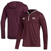 Men's adidas Maroon UChicago Maroons Team Issue Long Sleeve Quarter-Zip Hoodie T-Shirt
