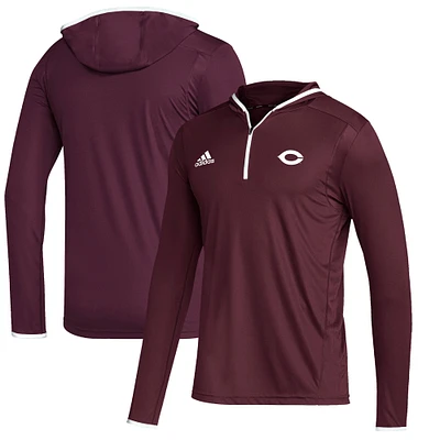 Men's adidas Maroon UChicago Maroons Team Issue Long Sleeve Quarter-Zip Hoodie T-Shirt