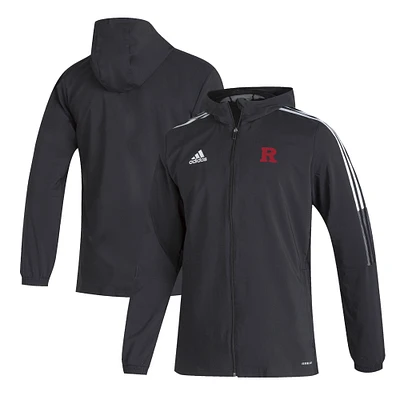 Men's adidas  Black Rutgers Scarlet Knights Tiro 21 Full-Zip Windbreaker Jacket