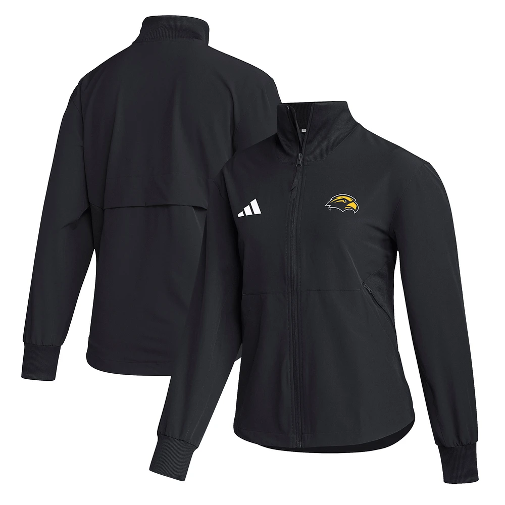 Women's adidas Black Southern Miss Golden Eagles Travel Full-Zip Woven Jacket