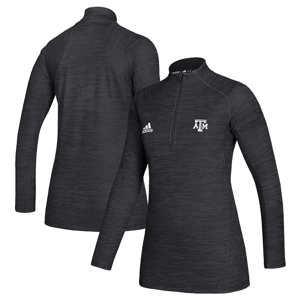 Women's adidas Black Texas A&M Aggies Game Mode Performance Quarter-Zip Pullover Top