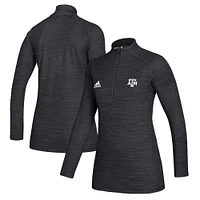 Women's adidas  Black Texas A&M Aggies Game Mode Performance Quarter-Zip Pullover Top