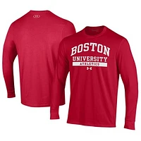 Men's Under Armour Scarlet Boston University Athletics Performance Long Sleeve T-Shirt