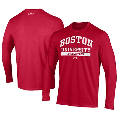 Men's Under Armour Scarlet Boston University Athletics Performance Long Sleeve T-Shirt