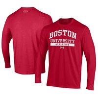 Men's Under Armour Scarlet Boston University Athletics Performance Long Sleeve T-Shirt