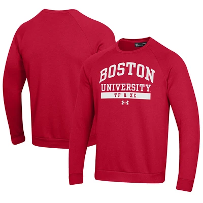 Men's Under Armour Scarlet Boston University TF & XC All Day Fleece Pullover Sweatshirt