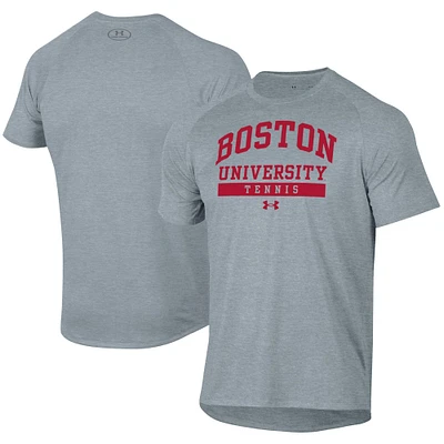 Men's Under Armour Gray Boston University Tennis UA Tech T-Shirt